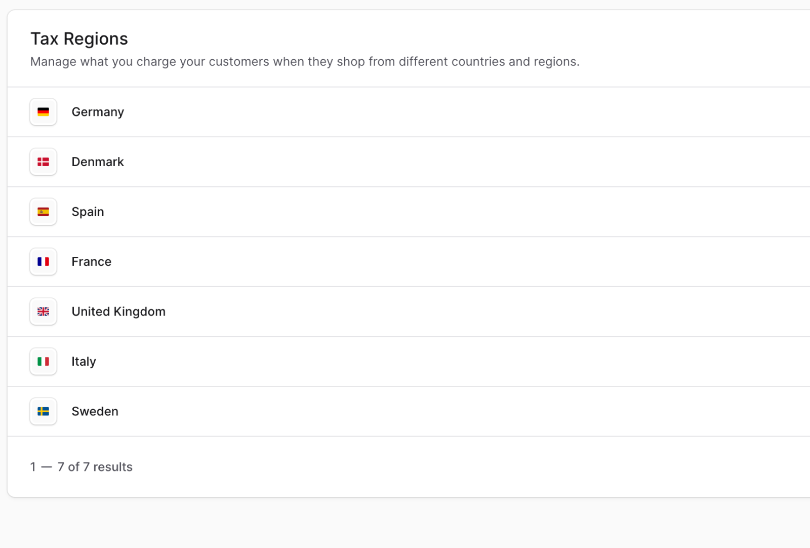 Tax regions settings with jurisdiction assignments